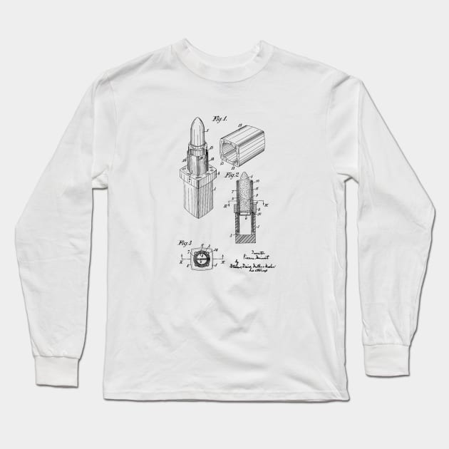 Lipstick Vintage Patent Drawing Long Sleeve T-Shirt by skstring